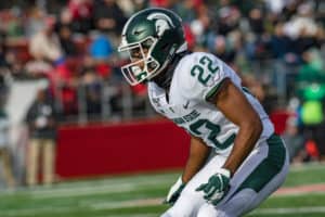 Michigan State Spartans cornerback Josiah Scott (22) in action during the college football game between the Michigan State Spartans and Rutgers Scarlet Knights on November 23, 2019 at SHI Stadium in Piscataway, NJ