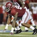 Alabama defensive lineman Raekwon Davis (99) during the first half of the Camping World Kickoff game between the Alabama Crimson Tide and the Louisville Cardinals on September 01, 2018, at Camping World Stadium in Orlando, FL. Alabama defeated Louisville 51-14.