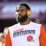 Cleveland Browns Wide Receiver Odell Beckham Jr. (13) looks on before the National Football League game between the Cleveland Browns and the San Francisco 49ers on October 7, 2019, at Levi's Stadium in Santa Clara, CA.