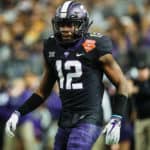 PHOENIX, AZ - DECEMBER 26: TCU Horned Frogs cornerback Jeff Gladney (12) looks on during the Cheez-It Bowl between the California Golden Bears and the TCU Horned Frogs on December 26, 2018 at Chase Field in Phoenix, Arizona.