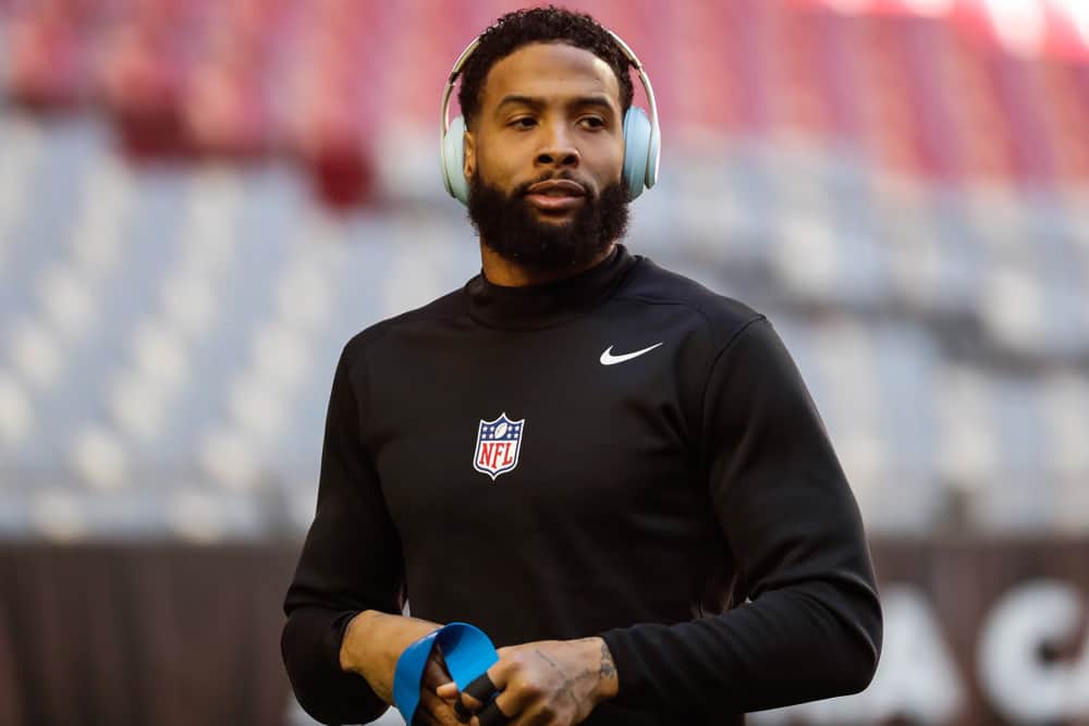 Cleveland Browns wide receiver Odell Beckham (13) looks on before the NFL football game between the Cleveland Browns and the Arizona Cardinals on December 15, 2019 at State Farm Stadium in Glendale, Arizona.