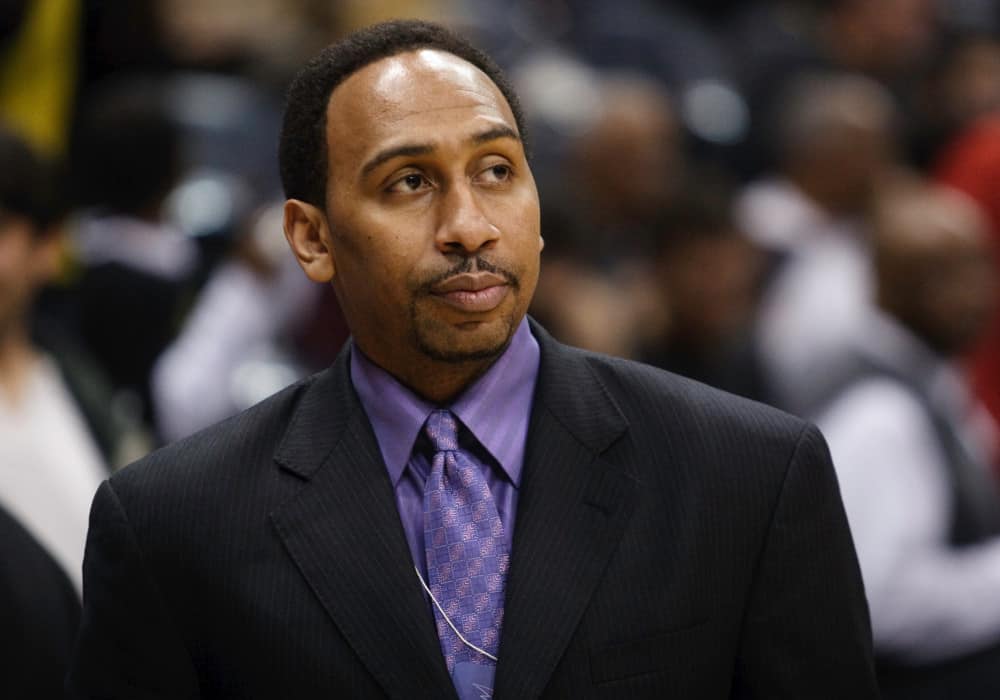 Sportswriter Stephen A. Smith in Atlanta Hawks 91-83 victory over the Miami Heat at Philips Arena in Atlanta, GA.