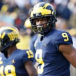 Michigan Wolverines wide receiver Donovan Peoples-Jones (9) looks to the sidelines during a regular season Big 10 Conference game between the Michigan State Spartans and the Michigan Wolverines (14) on November 16, 2019 at Michigan Stadium in Ann Arbor, Michigan.