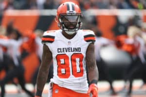 Cleveland Browns wide receiver Jarvis Landry (80) runs to the sideline during the game against the Cleveland Browns and the Cincinnati Bengals on November 25th 2018, at Paul Brown Stadium in Cincinnati, OH.