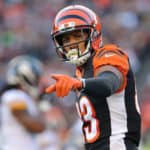 Cincinnati Bengals wide receiver Tyler Boyd (83) gets ready for a play during the game against the Pittsburgh Steelers and the Cincinnati Bengals on November 24th 2019, at Paul Brown Stadium in Cincinnati, OH.