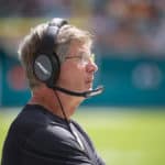 Washington Redskins Interim Head Coach Bill Callahan on the sidelines during the NFL game between the Washington Redskins and the Miami Dolphins at the Hard Rock Stadium in Miami Gardens, Florida on October 13, 2019.