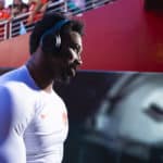 Cleveland Browns defensive end Myles Garrett (95) during the NFL regular season football game against the San Francisco 49ers on Monday, Oct. 7, 2019 at Levi's Stadium in Santa Clara, Calif.