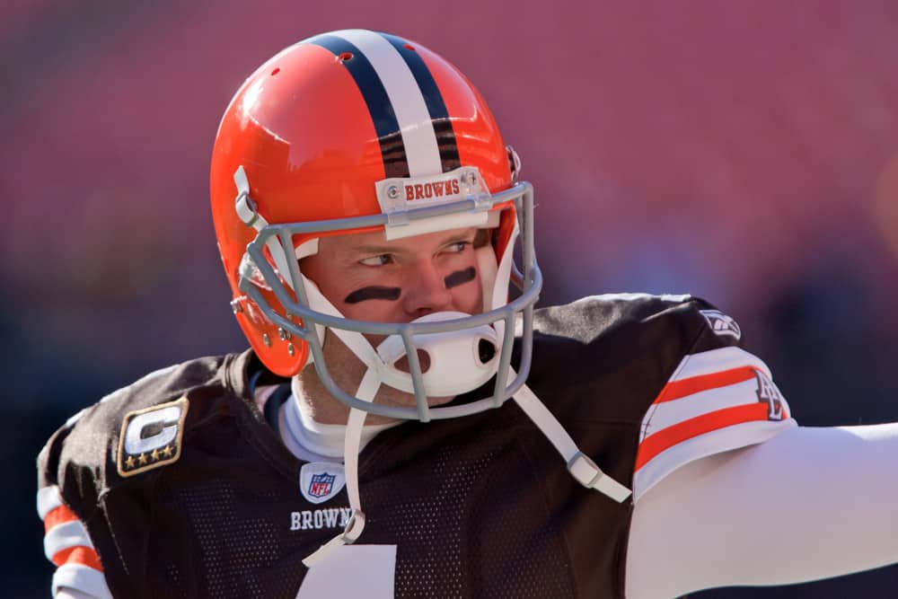 Cleveland Browns kicker Phil Dawson (4) prior to the game against the Pittsburgh Steelers played at Cleveland Browns Stadium in Cleveland Ohio