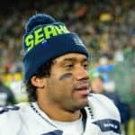 Russell Wilson in seahawks stocking cap