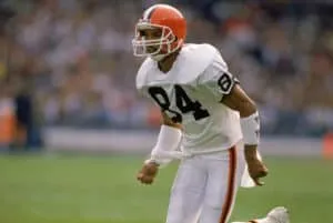Webster Slaughter #84 of the Cleveland Browns runs onto the field during a NFL game on October 16, 1988 against the Philadelphia Eagles. The Browns defeated the Eagles 19-3.