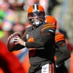 CLEVELAND, OH - OCTOBER 13: Cleveland Browns quarterback Baker Mayfield (6) warms up prior to the National Football League game between the Seattle Seahawks and Cleveland Browns on October 13, 2019, at FirstEnergy Stadium in Cleveland, OH.