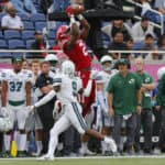 Louisiana RaginÕ Cajuns wide receiver Ja'Marcus Bradley (2) catches a pass over Tulane Green Wave cornerback Jaylon Monroe (9) during the game between the Louisiana Ragin' Cajuns and the Tulane Green Wave on December 15, 2018 at Camping World Stadium in Orlando, Fl.