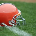 01 October 2006: Browns' helmet is sitting on the field before the game against the Raiders at McAfee Coliseum in Oakland, California. Cleveland Browns defeated Oakland Raiders, 24-21.