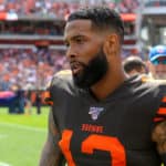 Cleveland Browns wide receiver Odell Beckham Jr. (13) on the field prior to the National Football League game between the Tennessee Titans and Cleveland Browns on September 8, 2019, at FirstEnergy Stadium in Cleveland, OH.