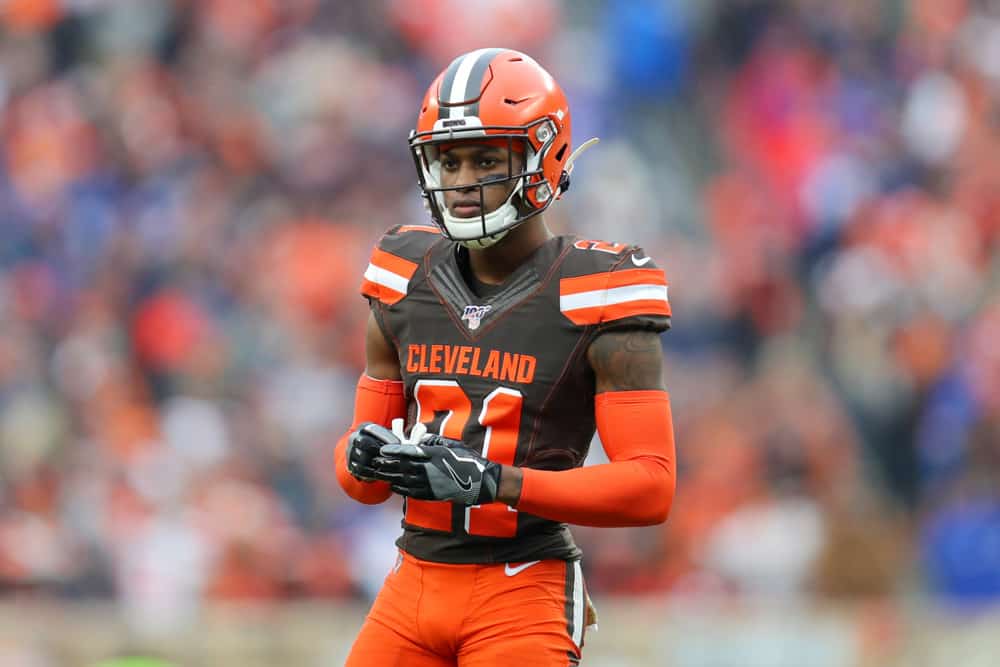 Cleveland Browns cornerback Denzel Ward (21) on the field during the fourth quarter of the National Football League game between the Buffalo Bills and Cleveland Browns on November 10, 2019, at FirstEnergy Stadium in Cleveland, OH.