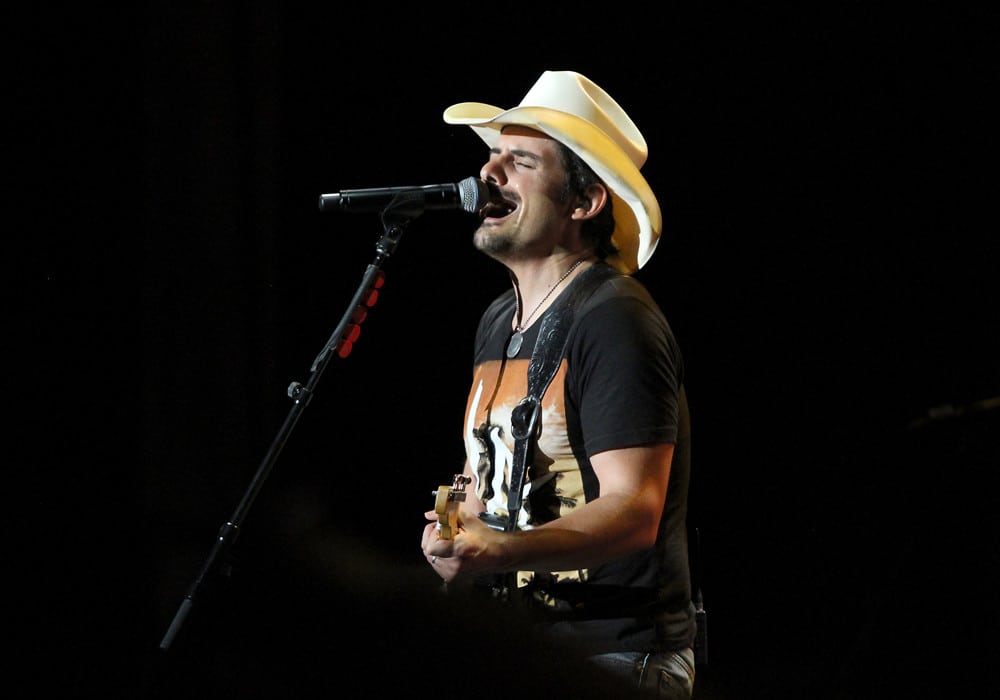 Brad Paisley performs during the Brad Paisley Beat This Summer Tour 2013 at The Wharf Amphitheater in Orange Beach, AL.