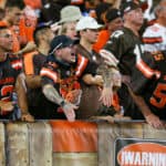 CLEVELAND, OH - SEPTEMBER 22: Cleveland Browns fans cheer on the defense during the first quarter of the the National Football League game between the Los Angeles Rams and Cleveland Browns on September 22, 2019, at FirstEnergy Stadium in Cleveland, OH.