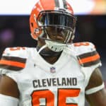 Cleveland Browns Tight End David Njoku (85) warms up before the football game between the Cleveland Browns and Houston Texans on December 2, 2018 at NRG Stadium in Houston, Texas.