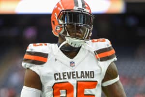 Cleveland Browns Tight End David Njoku (85) warms up before the football game between the Cleveland Browns and Houston Texans on December 2, 2018 at NRG Stadium in Houston, Texas.