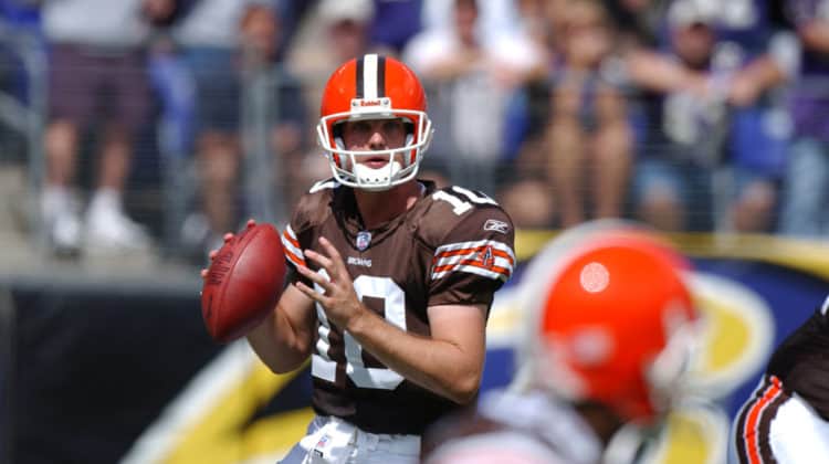 Kelly Holcomb of the Cleveland Browns during the Browns 33-13 loss to the Baltimore Ravens at M&T Bank Stadium in Baltimore, MD.