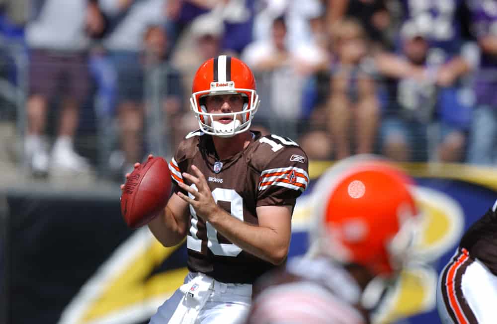 Kelly Holcomb of the Cleveland Browns during the Browns 33-13 loss to the Baltimore Ravens at M&T Bank Stadium in Baltimore, MD.