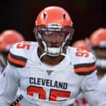 TAMPA, FL - AUGUST 23: Cleveland Browns defensive end Myles Garrett (95) enters the field prior to the first half of an NFL preseason game between the Cleveland Browns and the Tampa Bay Bucs on August 23, 2019, at Raymond James Stadium in Tampa, FL.