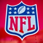 MIAMI GARDENS, FL - FEBRUARY 02: A detail view of the NFL crest and logo is seen in game action during the Super Bowl LIV game between the Kansas City Chiefs and the San Francisco 49ers on February 2, 2020 at Hard Rock Stadium, in Miami Gardens, FL.