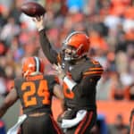 Cleveland Browns quarterback Baker Mayfield (6) throws a pass during the first quarter of the National Football League game between the Cincinnati Bengals and Cleveland Browns on December 8, 2019, at FirstEnergy Stadium in Cleveland, OH.