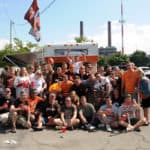 A Tailgate party at Cleveland Browns Stadium in an NFL game won by the Dallas Cowboys, 28 - 10, over the hometown Cleveland Browns.