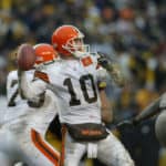 Kelly Holcomb of the Cleveland Browns during the Browns 36-33 loss to the Pittsburgh Steelers in the AFC Playoffs at Heinz Field in Pittsburgh, PA.