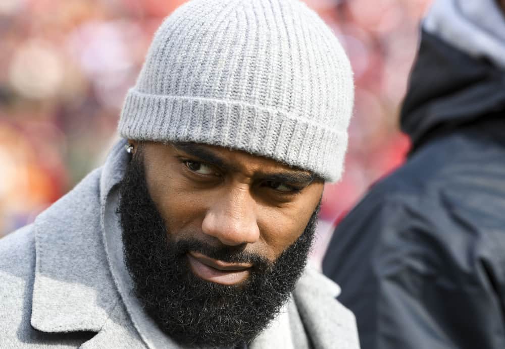 Former Washington Redskins player DeAngelo Hall attends a Redskins recognition ceremony on November 18, 2018, at FedEx Field in Landover, MD.