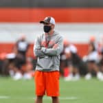 Cleveland Browns head coach Kevin Stefanski on the field during the Cleveland Browns Training Camp on August 29, 2020, at the at the Cleveland Browns Training Facility in Berea, Ohio.