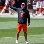 Cleveland Browns head coach Kevin Stefanski on the field during drills during the Cleveland Browns Training Camp on August 30, 2020, at FirstEnergy Stadium in Cleveland, OH.