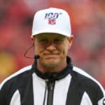 Referee Shawn Hochuli (83) in the first quarter of an NFL Divisional round playoff game between the Houston Texans and Kansas City Chiefs on January 12, 2020 at Arrowhead Stadium in Kansas City, MO.
