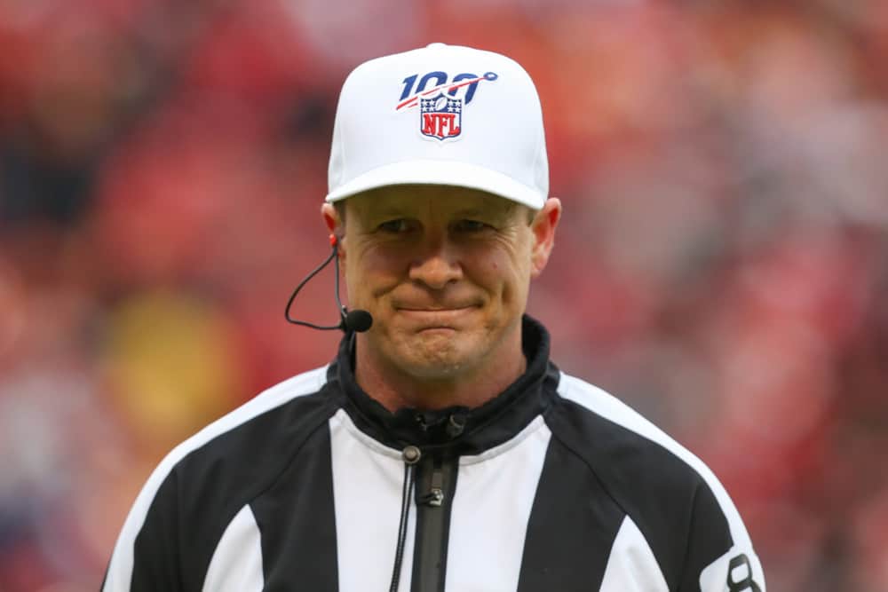 Referee Shawn Hochuli (83) in the first quarter of an NFL Divisional round playoff game between the Houston Texans and Kansas City Chiefs on January 12, 2020 at Arrowhead Stadium in Kansas City, MO.