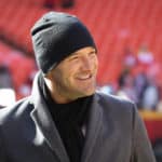 CBS broadcaster Tony Romo before the AFC Championship game between the Tennessee Titans and Kansas City Chiefs on January 19, 2020 at Arrowhead Stadium in Kansas City, MO.