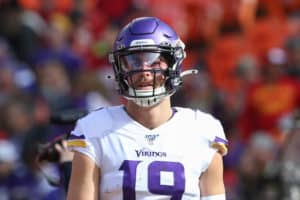 Minnesota Vikings wide receiver Adam Thielen (19) before an NFL game between the Minnesota Vikings and Kansas City Chiefs on November 3, 2019 at Arrowhead Stadium in Kansas City, MO.