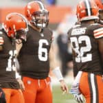 Cleveland Browns Quarterback Baker Mayfield (6) in game action during a NFL game between the Indianapolis Colts and the Cleveland Browns on October11, 2020 at FirstEnergy Stadium in Cleveland, OH.