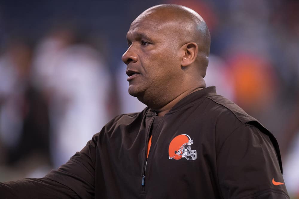 Cleveland Browns head coach Hue Jackson before the NFL game between the Cleveland Browns and Indianapolis Colts on September 24, 2017, at Lucas Oil Stadium in Indianapolis, IN. 