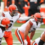 Cleveland Browns quarterback Baker Mayfield (6) calls a play during the game against the Cleveland Browns and the Cincinnati Bengals on October 25, 2020, at Paul Brown Stadium in Cincinnati, OH.