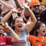 Cleveland Browns fans in the stands during the fourth quarter of the National Football League game between the Baltimore Ravens and Cleveland Browns at FirstEnergy Stadium in Cleveland, OH. Baltimore defeated Cleveland 25-20.
