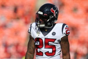 Houston Texans running back Duke Johnson (25) before an NFL matchup between the Houston Texans and Kansas City Chiefs on October 13, 2019 at Arrowhead Stadium in Kansas City, MO.