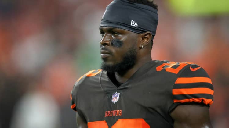 Cleveland Browns safety Jabrill Peppers (22) on the field prior to the National Football League game between the New York Jets and Cleveland Browns on September 20, 2018, at FirstEnergy Stadium in Cleveland, OH. Cleveland defeated New York 21-17.