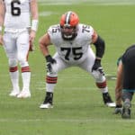 Cleveland Browns Offensive Guard Joel Bitonio (75) during the game between the Cleveland Browns and the Jacksonville Jaguars on November 29, 2020 at TIAA Bank Field in Jacksonville, Fl.