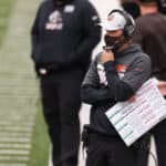 Cleveland Browns head coach Kevin Stefanski watches from the sideline during the game against the Cleveland Browns and the Cincinnati Bengals on October 25, 2020, at Paul Brown Stadium in Cincinnati, OH.