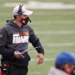 Cleveland Browns head coach Kevin Stefanski watches from the sideline during the game against the Cleveland Browns and the Cincinnati Bengals on October 25, 2020, at Paul Brown Stadium in Cincinnati, OH.