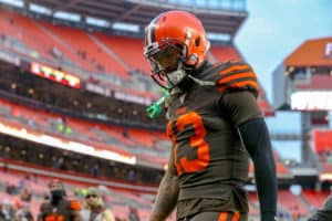 Cleveland Browns wide receiver Odell Beckham Jr. (13) leaves the field following the National Football League game between the Cincinnati Bengals and Cleveland Browns on December 8, 2019, at FirstEnergy Stadium in Cleveland, OH.