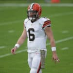 Cleveland Browns Quarterback Baker Mayfield (6) during the game between the Cleveland Browns and the Jacksonville Jaguars on November 29, 2020 at TIAA Bank Field in Jacksonville, Fl.