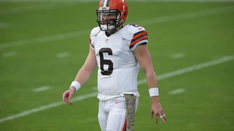 Cleveland Browns Quarterback Baker Mayfield (6) during the game between the Cleveland Browns and the Jacksonville Jaguars on November 29, 2020 at TIAA Bank Field in Jacksonville, Fl.