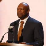 Former Cleveland Brown Hanford Dixon makes their pick during round 2 of the 2015. The NFL Draft is being held at the Auditorium Theatre in Chicago, IL